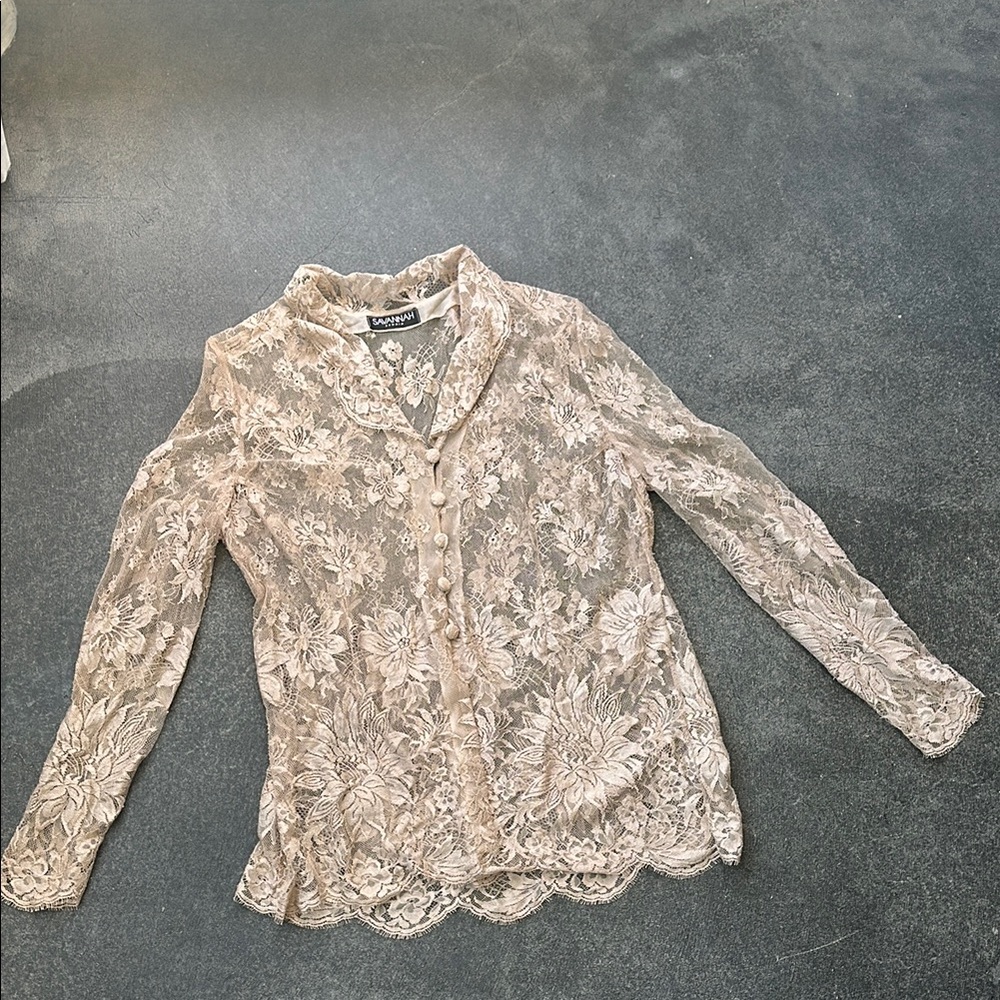 Savannah Cream Blouse Elegant Top